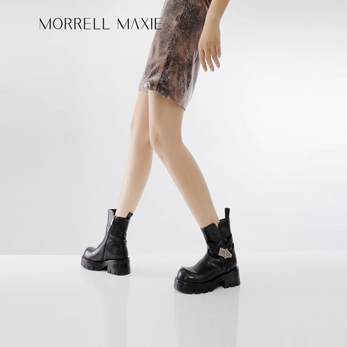Morrell Maxie黑色厚底马丁靴女秋季增高设计感短靴｜MW244035BK