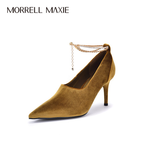 Morrell Maxie复古丝绒优雅尖头钻条细高跟鞋｜MW253083YL