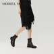 Morrell Maxie百搭圆头黑金属针扣都市牛皮短靴｜MW254039BK