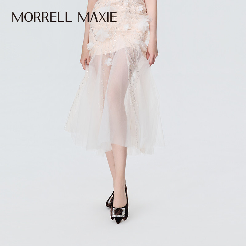 Morrell Maxie咖啡色尖头精致钻扣丝绒面料优雅单鞋|MW261050CA