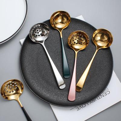 北欧风迷你火锅勺304不锈钢加厚家用漏勺 短柄创意公用盛汤勺粥勺
