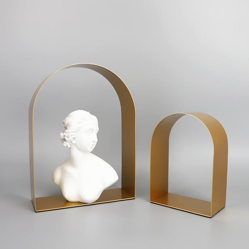 现代简约几何金属拱形门型摆件客厅酒柜样板间电视柜家居软装饰品