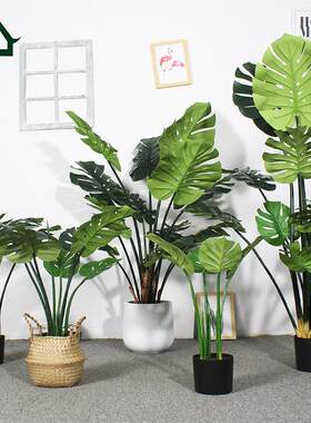 绿阁仿真绿植龟背竹 真环保pe龟背叶景观植物盆栽龟背竹