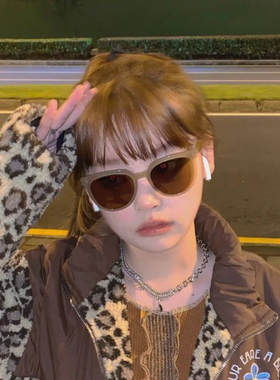 秀智同款复古奶茶色女ins墨镜