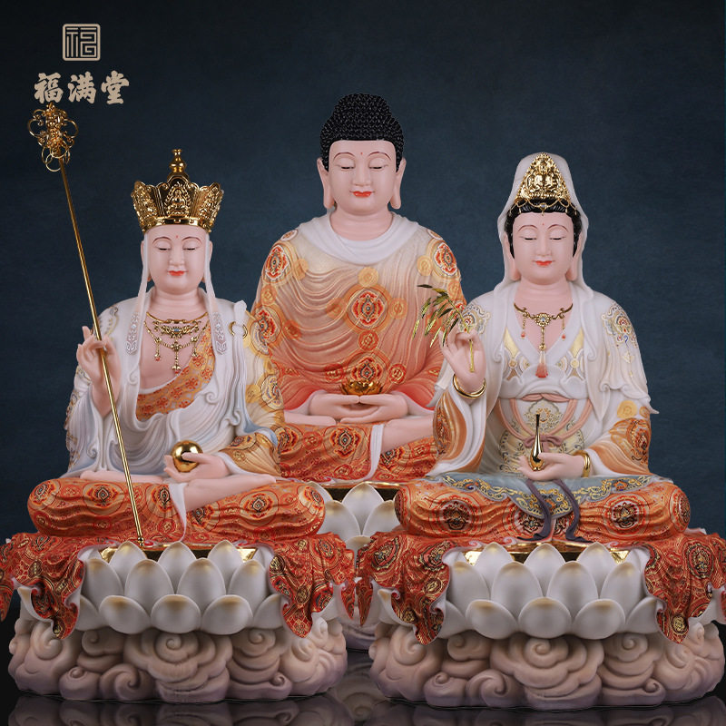 合成玉石粉中式佛堂装饰摆件