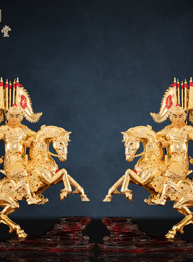 铜中式佛堂报马神像供奉装饰摆件