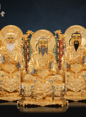 铜中式佛堂三清像台湾铜装饰摆件