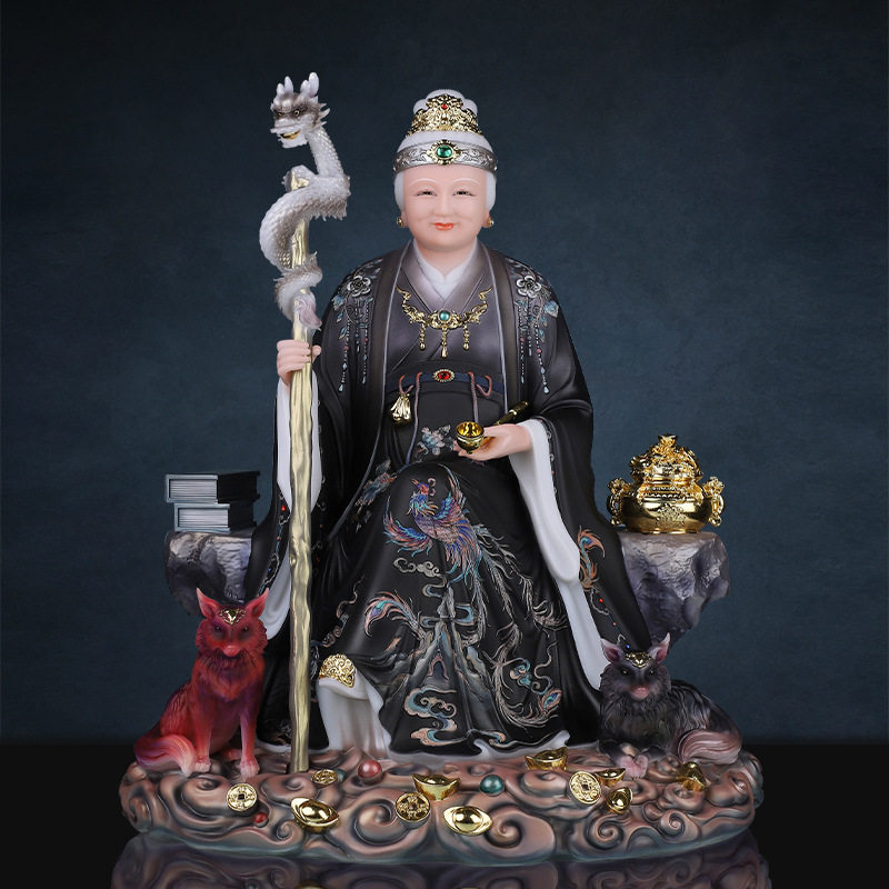 新款黑妈妈神像铁刹山黑老太太真身坐岩聚宝居家供奉黑老太佛像