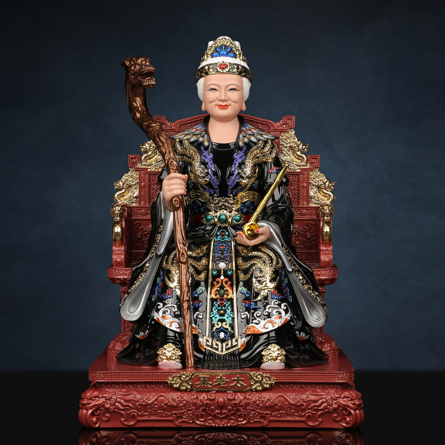 黑妈妈像黑老太太神像树脂东北四大家族铁刹山黑奶奶佛像摆件龙椅