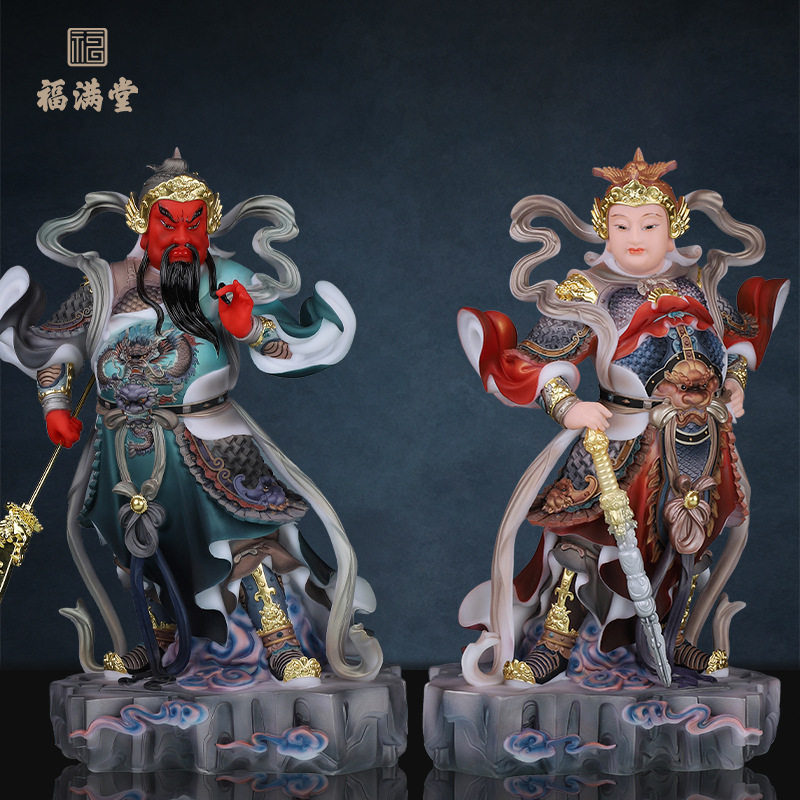 伽蓝韦陀菩萨左右护法佛像供奉摆件关公韦驮家用佛堂摆件韦天