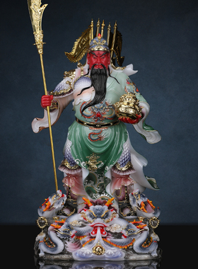 武财神九龙关公神像供奉家用招财摆件仿汉白玉关帝圣君关二爷佛像