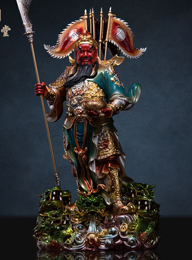 铜中式佛堂新款九龙关公装饰摆件