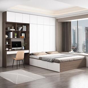 榻榻米衣柜一体床小户型省空间多功能衣帽间储物床儿童书桌组合床