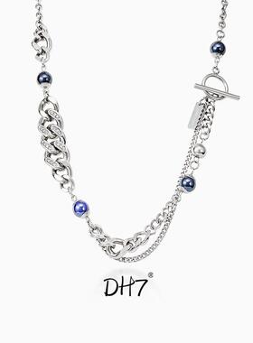 DH7蓝色星系钛钢项链男