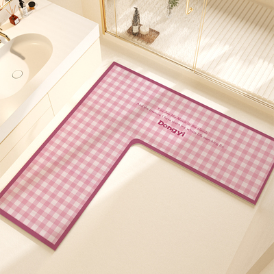 浴室矽藻泥吸水凉垫L形拐角简约条纹浴室化妆室厨房速干 干吸水防