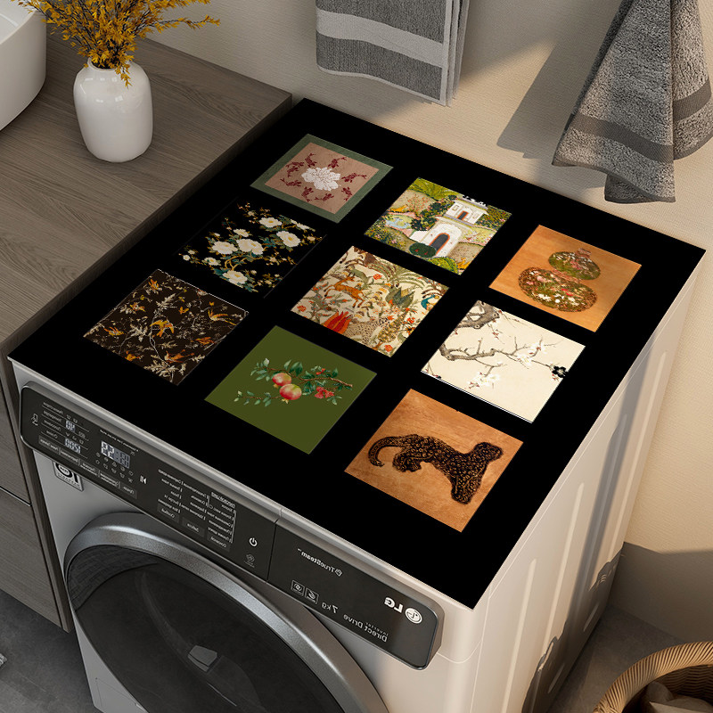 美式滚筒洗衣机盖垫硅藻泥防尘罩中古风冰箱防晒盖布吸水床头柜垫