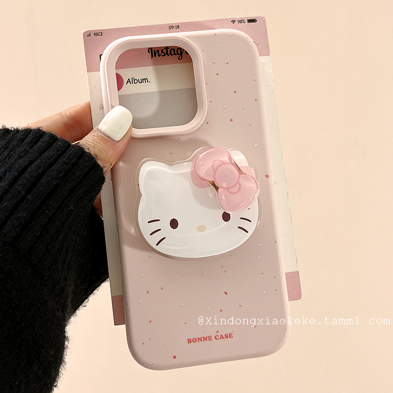 可爱卡通Kitty猫旋转支架适用苹果iPhone16ProMax手机壳15新款14少女13小众14promax女16pro硅胶12趣味11全包