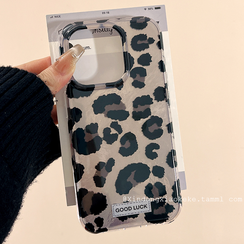 高级感灰色豹纹适用苹果手机壳