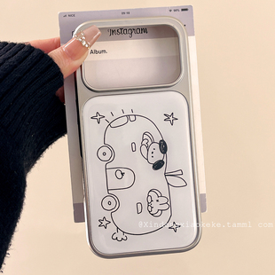 可爱简约线条小狗兔子适用苹果iPhone17ProMax手机壳16pro新款15小众14pro高级感15promax硅胶17pro女13全包