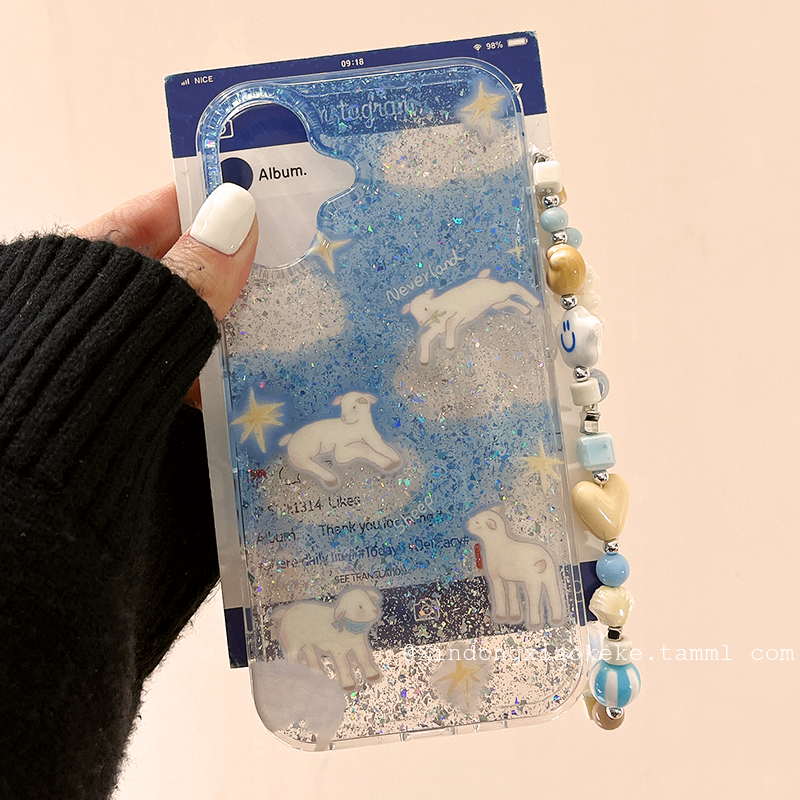 闪粉星星小羊苹果手机壳