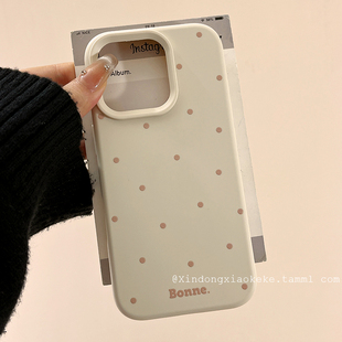 简约个性纯色波点情侣适用苹果iPhone16ProMax手机壳15pro新款14高级感轻奢13小众14promax硅胶12全包11创意