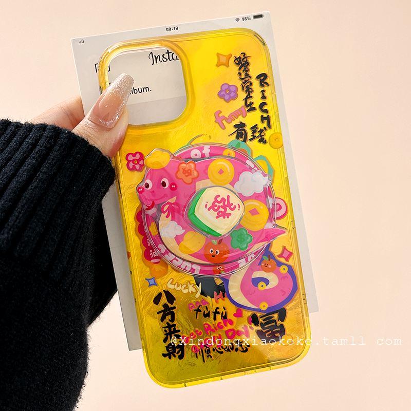 国风创意发财文字蛇年适用苹果iPhone16ProMax手机壳带磁吸支架15pro新款14防摔13小众女款14pro全包16硅胶15