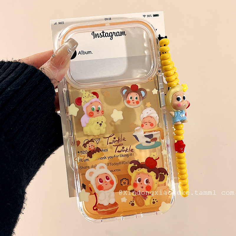 可爱星星人带链条适用苹果手机壳