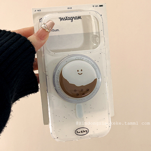 ins简约泼墨椰子jellycat适用苹果iPhone17ProMax手机壳16pro新款14带磁吸支架13小众14promax硅胶17pro全包