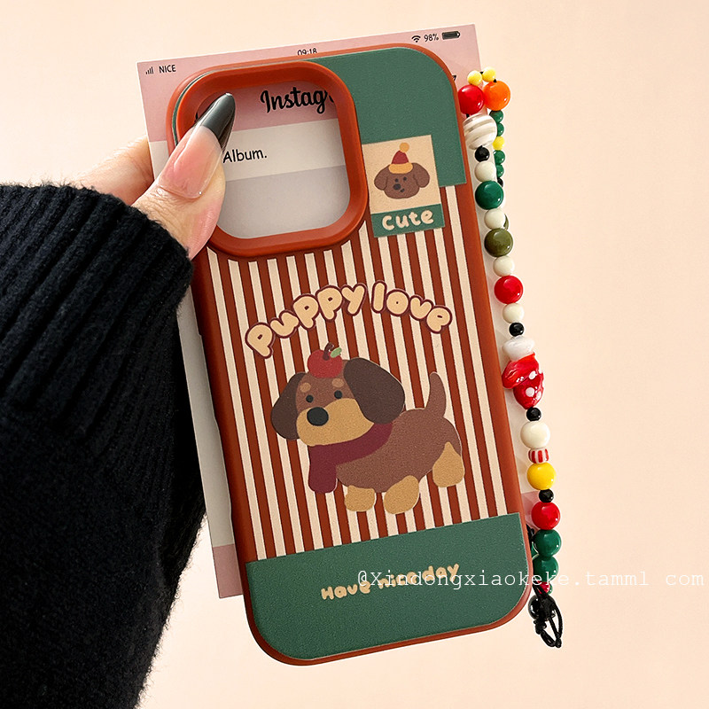 新年款红色格纹可爱小狗适用苹果iPhone16ProMax手机壳带链条15pro新款14硅胶13小众14pro全包12喜庆plus防摔,3C数码配件,手机保护套/壳,淘宝优惠券,粉丝福利购,淘宝优惠卷