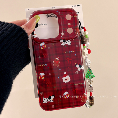 红格纹小动物适用苹果手机壳
