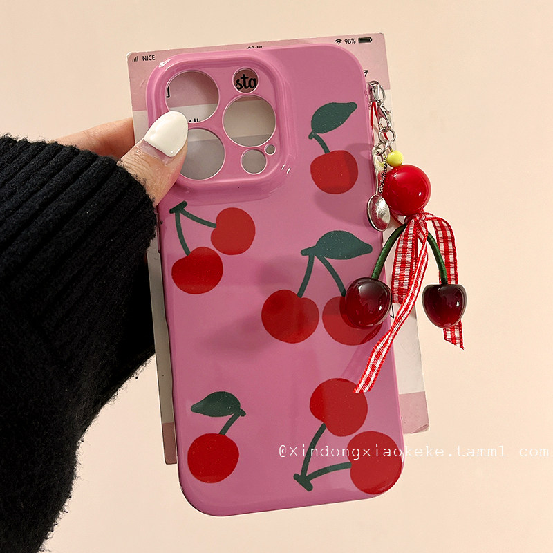 ins韩系少女心樱桃适用苹果iPhone16ProMax手机壳15pro新款14带挂件13小众14promax菲林16pro全包软壳11女款,3C数码配件,手机保护套/壳,淘宝优惠券,粉丝福利购,淘宝优惠卷