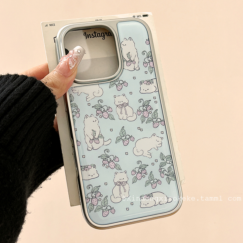 韩系小清新少女草莓猫咪适用苹果iPhone16ProMax手机壳15pro新款14高级感13小众14promax硅胶16Pro超火12全包