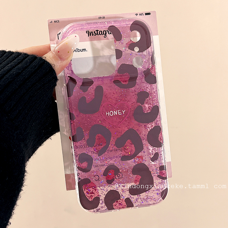 甜酷树莓粉豹纹爱心适用苹果iPhone17ProMax手机壳16pro新款14高级感13小众14promax硅胶17pro创意15全包女款