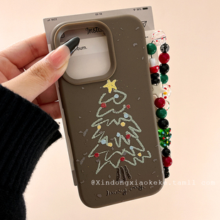 可爱秋冬圣诞节适用苹果iPhone16ProMax手机壳带链条15pro新款14防摔13小众女14pro创意16Pro全包12硅胶plus