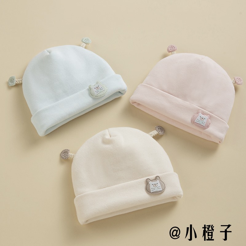 极速GP婴儿帽子秋冬新生婴幼儿春秋护J卤门帽初生宝宝可爱胎帽