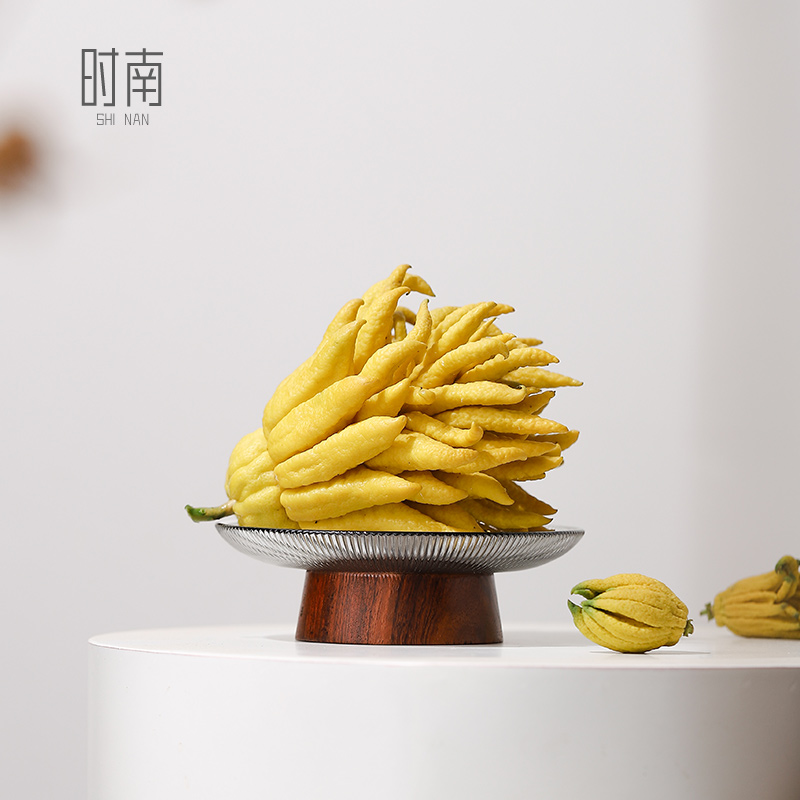 胡桃木高脚佛手柑托盘客厅家用佛手果摆放盘中式轻奢佛手供盘摆件