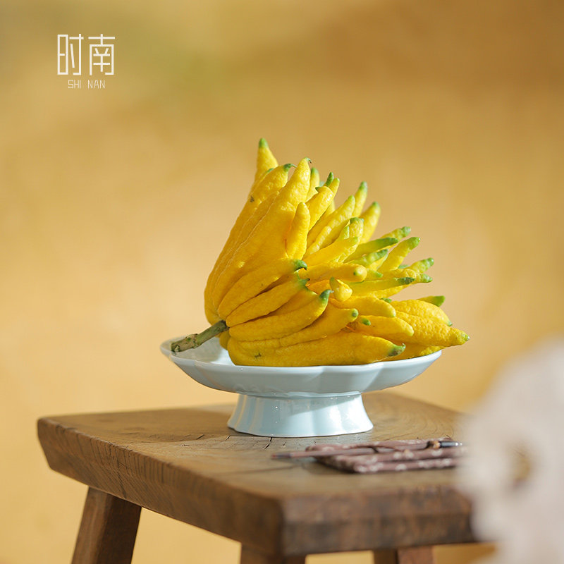 中式禅意大号佛手柑高脚托盘高颜值佛手瓜摆放盘佛手大果陶瓷器皿