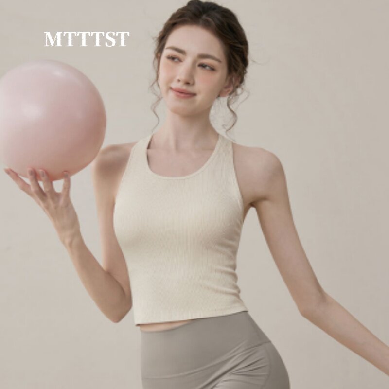MTTTST夏运动内衣女美背缓震带胸垫跑步普拉提健身文胸背心瑜伽服