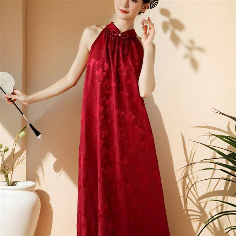 新品新中式复古国风晨o袍红色旗袍敬酒服女新娘订婚结婚婚礼礼服