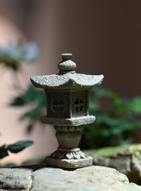 极速中式树脂迷你小石灯笼花园盆景鱼缸微景观装饰桌W面石灯塔禅