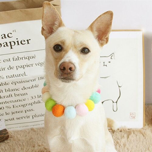 极速Cute Dog Cat Plush Ball Necklace Soft ElasQticity Collar