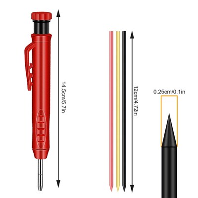 极速New Sdolid Carpenter Pencil Set Built-in Sharpener with