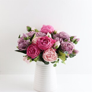 新品30cm High Qualitqy Peony Flowers Silk Artificial Bouquet