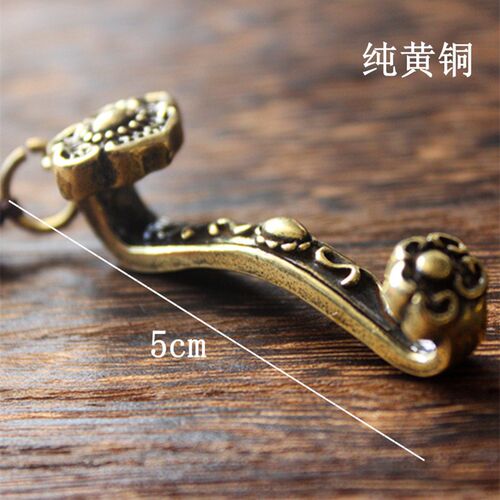 极速复古铜d如意汽车钥匙扣挂件纯铜钥匙链吊坠手工钥匙挂链编织