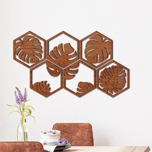 极速6Pcsset Hexagonal Patchwyork Leaf Stickers Selfadhesive