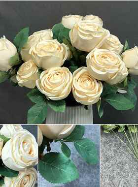 极速9 Heads Roses Artificial FloweDrs Silk Flower Bouquet Fa