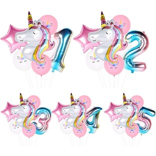 极速Unibcorn Party Supplies Tableware Balloons Banner Unicor