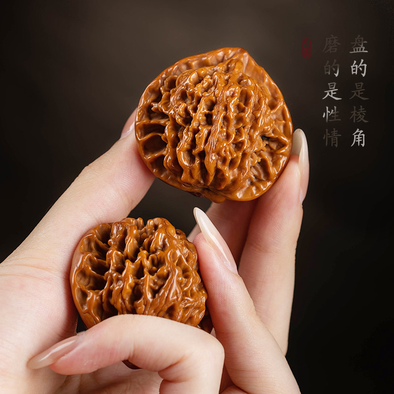新品文玩核桃四座楼狮子头手把件精品麒麟官帽把玩包浆Y古玩手串