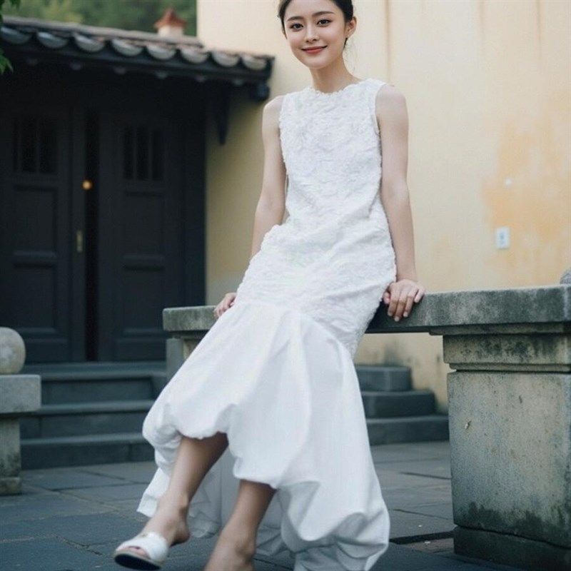 新品晨袍新娘订婚领证登记白色连衣裙日常可穿轻礼服X法式高端轻