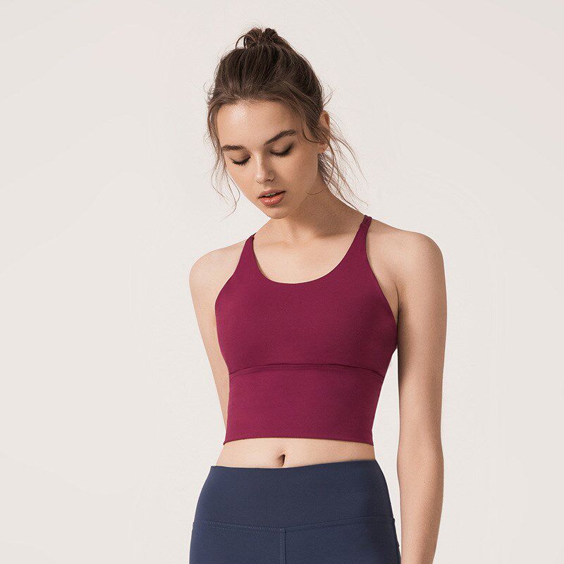 新品白色运动吊带背心女健身瑜伽内衣美背带胸垫外穿Y上衣夏高强